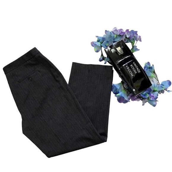 Rafaella Dark Grey Pinstripe Straight Dress Pants Women 14 - Picture 1 of 9
